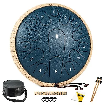 Steel Tongue Drum - 13 Inches 15 Notes Tongue Drum - Hand Pan Drum With Music... • $75.35