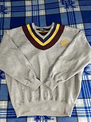 Polo Ralph Lauren XL Grey Crest Cricket Sweater Wimbledon RRL 90s VtG LSU USC • $150