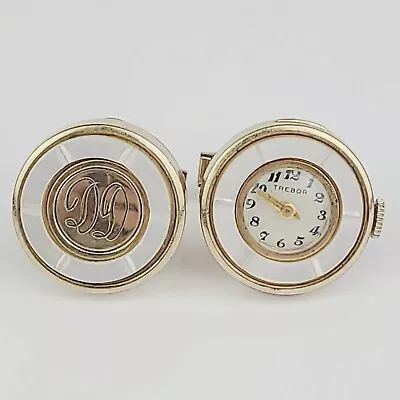 Trebor Vintage 10K RGP Mother Of Pearl Manual Watch Cufflink DD Initial 4 Repair • $89.99