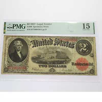 1917 PMG Choice F15 United States $2 Two Dollar Bank Note FR 60 Speelman #47017F • $169.95