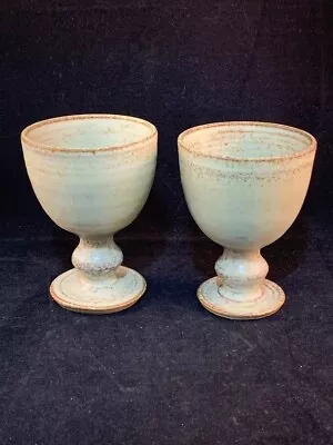 Vintage Studio Pottery Set Of 2 Wine Or Water Goblets • $19.95
