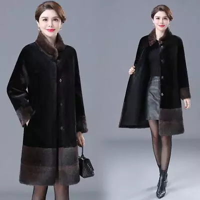 Winter Long Mink Fleece Blend Coat Women's Lapel Mid Long Jacket Parka Overcoats • $137.31