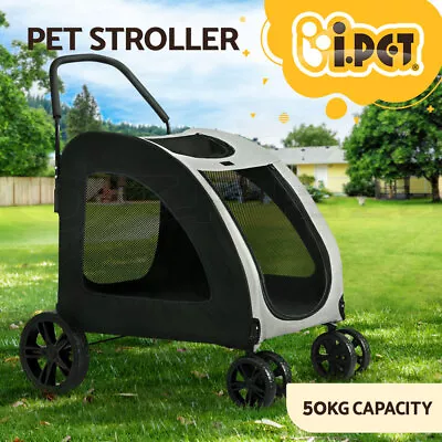 I.Pet Pet Dog Stroller Pram Large Carrier Cat Travel Foldable Strollers 4 Wheels • $159.95