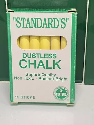 Vintage Standard’s Dustless Yellow Chalk. Full Box. School New Teacher • $7.95