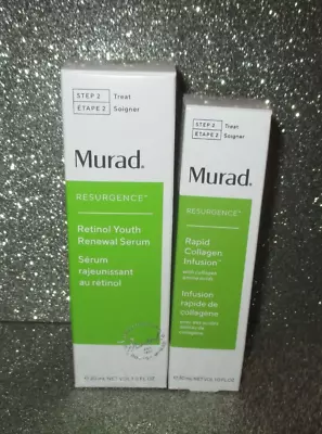 Murad RESURGENCE Retinol Youth Renewal Serum & Rapid Collagen Infusion FULL SIZE • $59.95