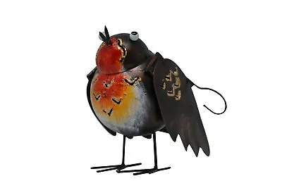 Metal Robin Tea Light Holder Garden Ornament  Standing Candle Lantern Christmas • £11.99