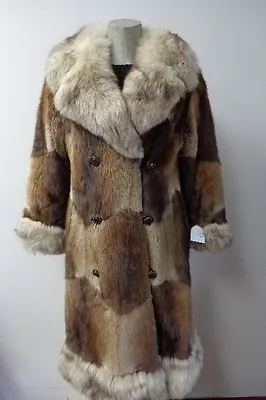 Women's Sale 6/8 S/M Vintage Real Muskrat Fur Coat Real  Fox Collar Very Good+  • $140