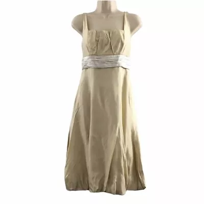 Vera Wang Maids Dress Womens Size 8 Cream Chiffon Taffeta Ruched Wedding • $31.99