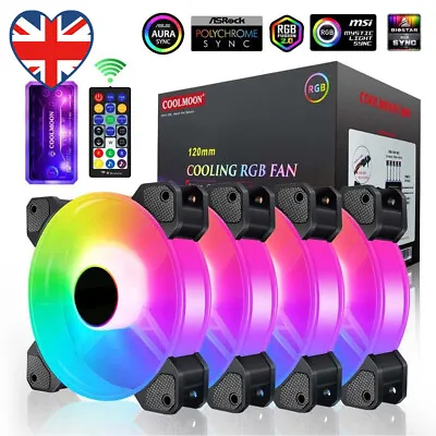 COOLMOON 120mm Chassis RGB Cooling Fan Gorgeous Lighting Quiet Radiator Heatsink • £30.99