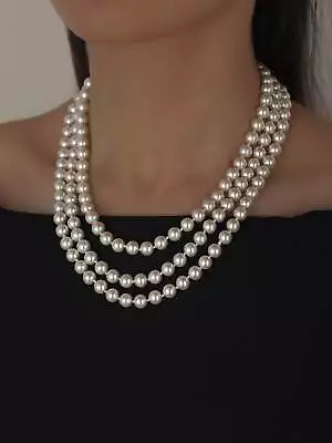 Faux Pearl Beaded Layered Necklace Elegant Necklace Bohemian Necklace • $5.32