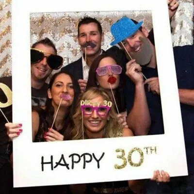 Happy 18/30/40/50/60th Birthday Frame Photo Booth Paper Props Party Sash Decor • £3.69