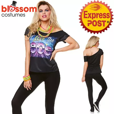 CA995 I Love The 80s 1980s T-Shirt Top Celebrity Pop Diva Madonna Rock Costume • $13.61