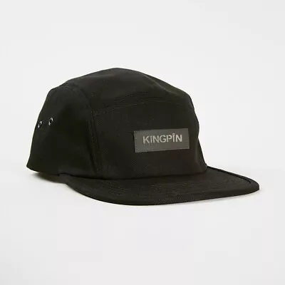 Kingpin Skate Supply Cap 5 Panel Stealth Box Patch Black Skateboard Camper Hat • $44.99