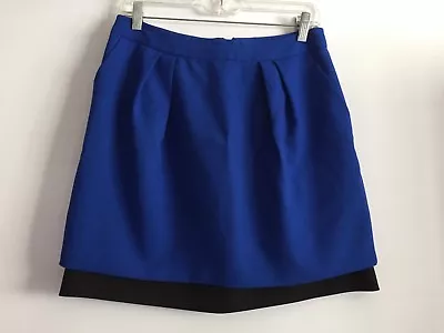 VINCE CAMUTO Womens Sz 6 Blue Black Trim Lined Hem Detail Pockets Skirt • $9.20