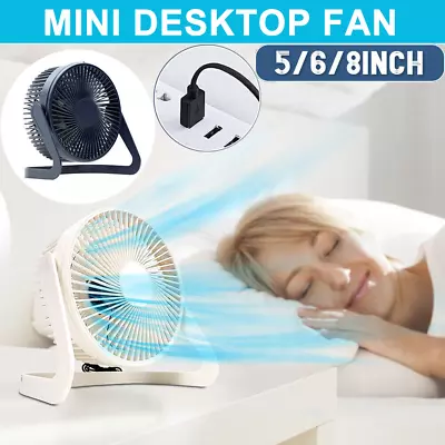 5 6 8  Table Mini Powered Desk Fan Portable Small Quiet USB Personal Cooler AU • $14.99