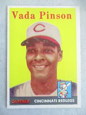 $9.99 • Buy 1958 Topps Baseball Vada Pinson Cincinnati Redlegs #420 Card