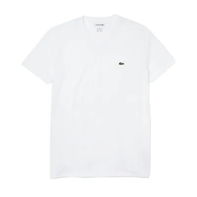$54.95 • Buy Lacoste Pima Cotton Men's Short Sleeve V-Neck Jersey T-Shirt TH6710, Sizes S-4XL