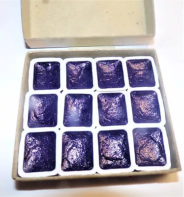 Vintage Prang Water Color Semi-Moist Half Pan Refills Blue-Violet Set Of 12 NEW • $14