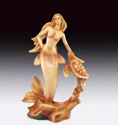 Mermaid With Turtle In Faux Wood Decor • $20