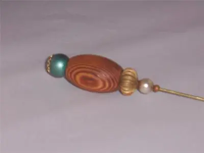  Wood Bead Vintage Hat Scarf Shawl Pin  Hand Crafted • £46.71