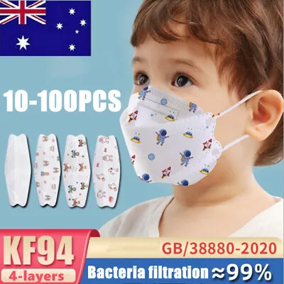 10-100X Kids KF94 Disposable Surgical Face Mask Child Children Mask FFP2 Mask • $9.99