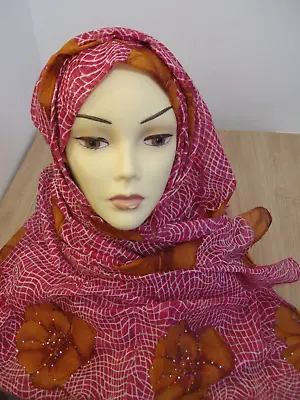 Large Cotton Shayla Hijab Scarf Abaya Jilbab Islamic Clothing • £6.98