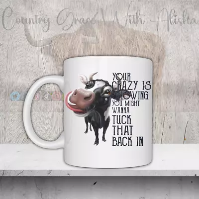 Cow Your Crazy Is Showing Coffee Mug Gifts For Women Ceramic Coffee Cup • £16.39