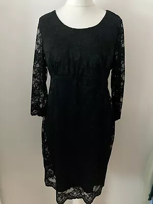 New Look Size 16 Black Stretch Lace Maternity Dress Party Cocktail • £12.99