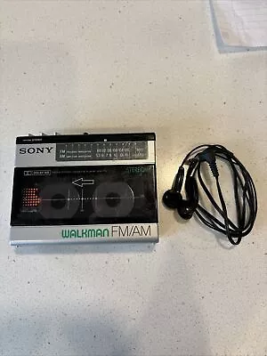 Vintage Sony WM-F15 Walkman Cassette Player W/headphones Radio Works • $50