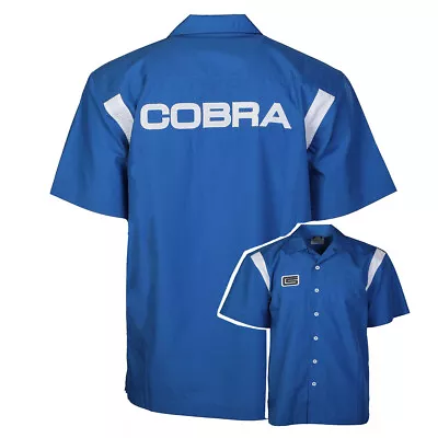 Ford Shelby Cobra Blue Pit Mechanic Button Down Work Crew Shirt Official License • $45.99