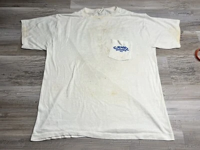 $24.80 • Buy Vintage Camel Shirt Adult Extra Large White Mens 90s Thrashed Destroyed