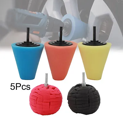 £9.29 • Buy 5x Foam Polish Buffing Polishing Cone Sponge Ball Pads Kit For Car Wheel Corner