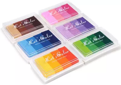 Professional Title:   Craft Rainbow Finger Ink Pads - Set Of 6 DIY Multicolor Cr • $12.49