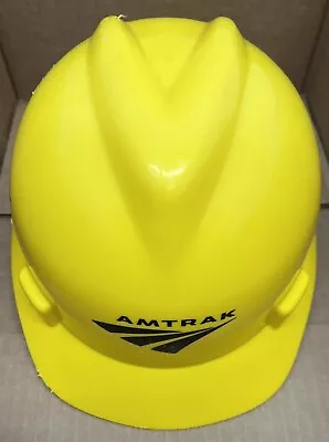 Amtrak Logo Hard Hat Helmet Train Think Safety V-Gard MSA Yellow (Pre-Owned) • $24.99