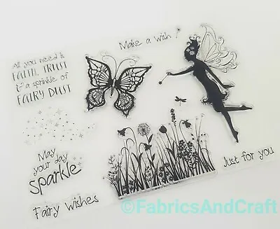 Fairy Wishes Clear Stamps-sentiments/words/fairies/butterfly Silicone Stamp-dust • £8