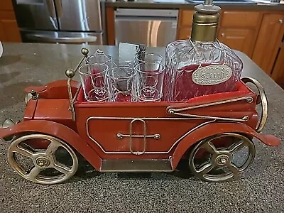 Vintage Ford Model-T Decanter Car Music Box Liquor 5 Shot Glasses Bar Decor Pub • $250