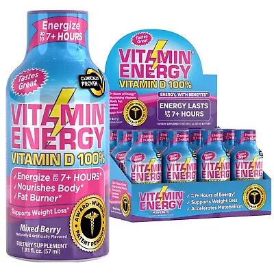 (12 Pack) Vitamin Energy® Vitamin D 100% Berry Energy Shots Clinically Proven • $29.95