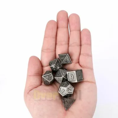 Solid Metal Dice Set Polyhedral DD Dice Set Role Playing Metal 7-Die DND RPG  • $11.99