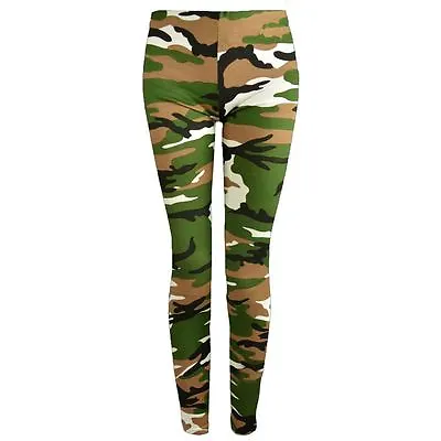 New Ladies Womens Camouflage Camo Army Military Print Trousers Pants Leggings • £6.99