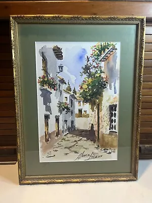 Vintage Spanish Street/Community Artist Signed Alonso Lucena Spain Framed (2) • $165