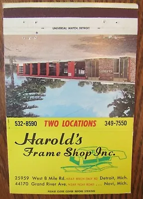 Matchbook: Harold's Frame Shop (detroit & Novi Michigan) (matchorama) -f17 • $4.84