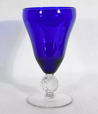 Morgantown Golf Ball Blue Water Goblet 6 5/8  Tall • $19.99