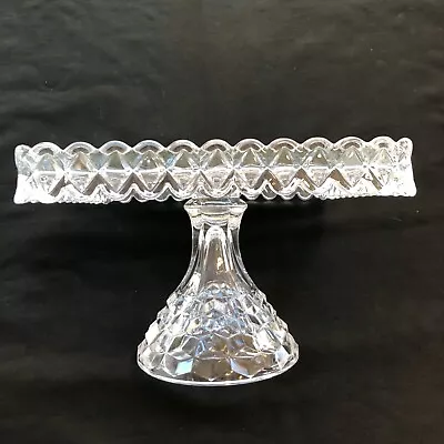 Vintage Fostoria American Crystal  10  X 7  Footed Cake Plate Stand Rum Well • $139.99