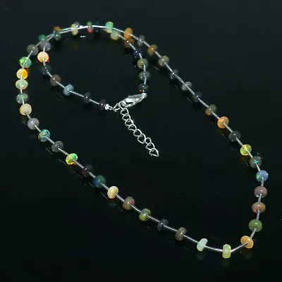 Genuine Ethiopian Fire Opal Beads Strand Birthstone Jewelry Sterling Silver 599 • $68.73