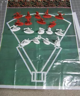 Set Of 18 Vintage 2  Plastic Baseball Player Figures & Plastic Printed Field • $9.99