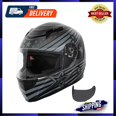 VX Lightweight Full Face Motorcycle Street Bike Helmet With Extra Tinted Visor • $90.89