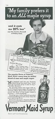 1936 Vermont Maid Syrup Skillful Blend Woman Bow Mrs Barnwell Vtg Print Ad GH1 • $12.39