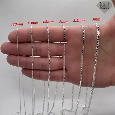 $16 • Buy Italian Solid Sterling Silver Box Link Chain Necklace 925 Silver Chain UNISEX