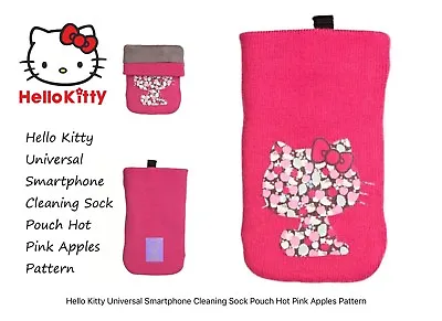 Hello Kitty Universal Smartphone Cleaning Sock Pouch Hot Pink Apples Pattern • £2.89