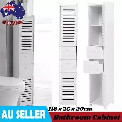 Freestanding Bathroom Cabinet Toilet Storage Shelf Holder Cupboard Laundry Door • $65.99